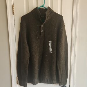 Nautica Men's Dark Green Quarter Button Sweater